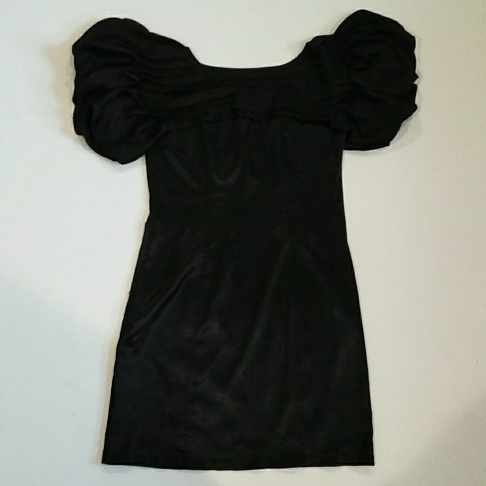 LBD! Black satin pleated bodice cocktail dress